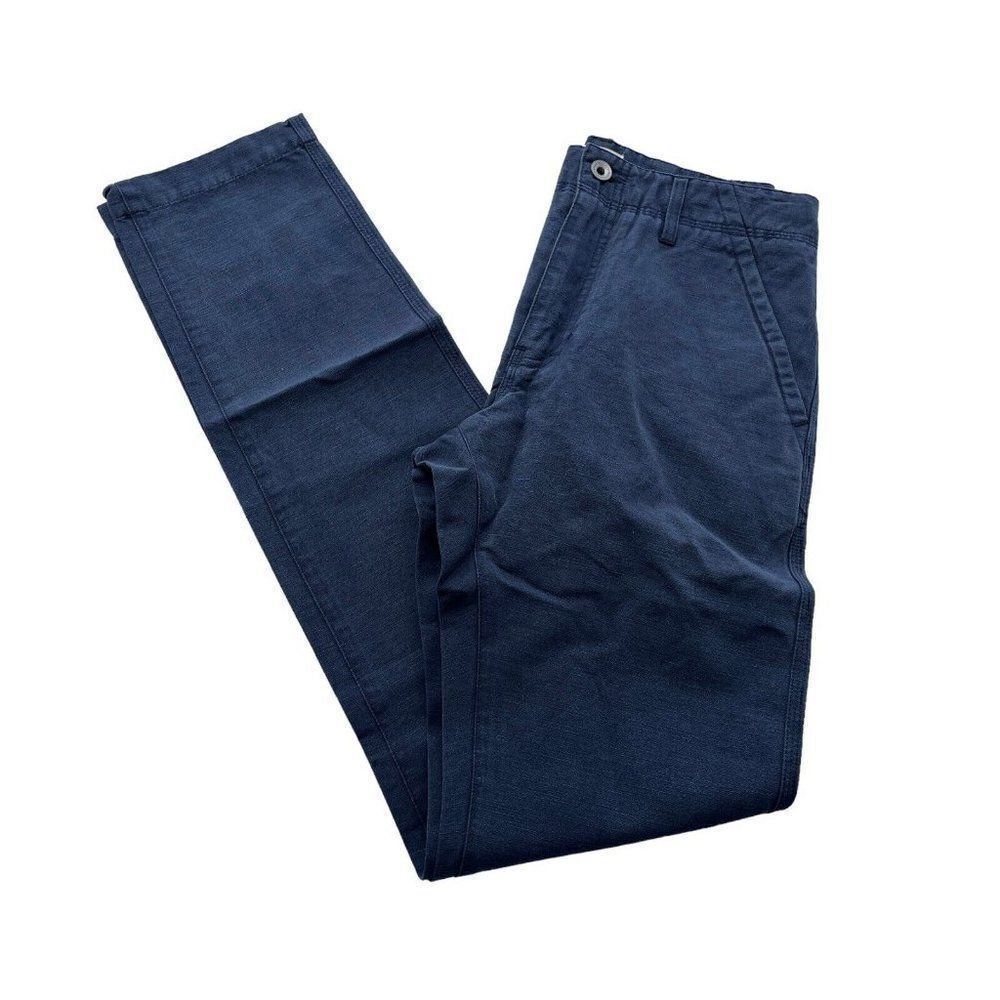 Taylor Stitch Pants Chinos Slacks  Navy Men Zip Fly Linen Blend Waist 28